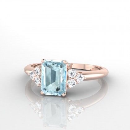 Admiration Bague Aigue-marine en Or rose 18k