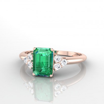 Admiration Bague Emeraude en Or rose 18k