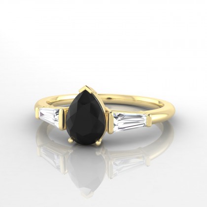 Confidence Bague Diamant noir en Or jaune 18k