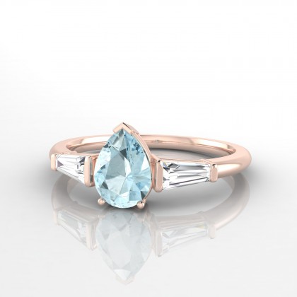 Confidence Bague Aigue-marine en Or rose 18k