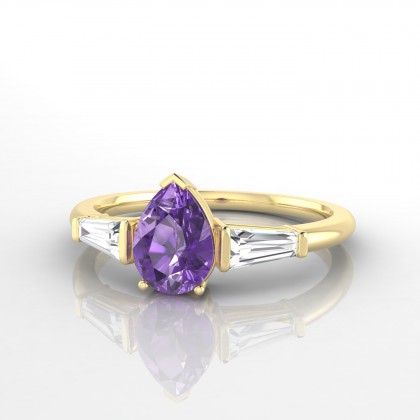 Confidence Solitaire accompagné Améthyste en Or jaune
