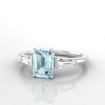 Génie Bague Aigue-marine en Argent 925