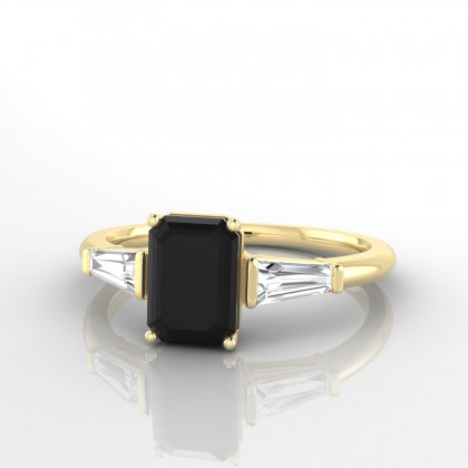 Génie Bague Diamant noir en Or jaune 18k
