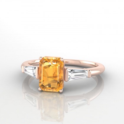 Génie Bague Citrine en Or rose 18k