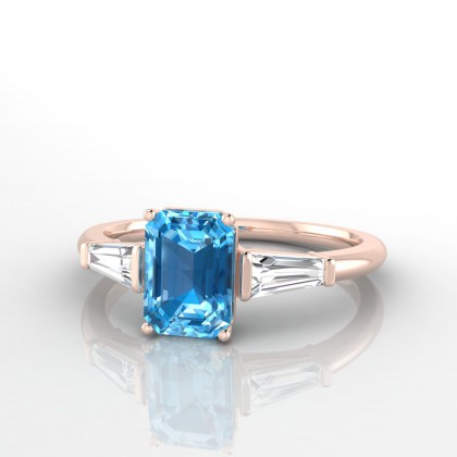 Génie Bague Topaze en Or rose 18k