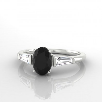 Prestigieuse Bague Diamant noir en Or blanc 18k