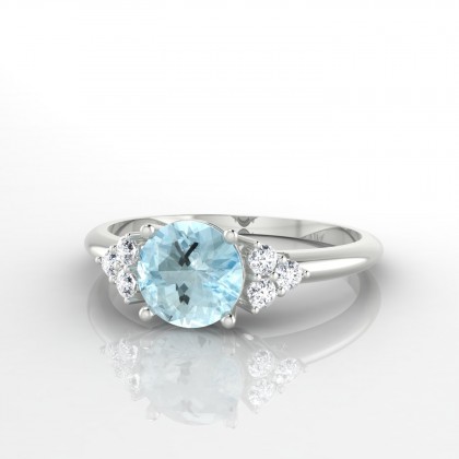 Singulière Bague Aigue-marine en Or blanc 18k
