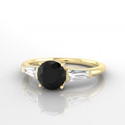 Vénérée Bague Diamant noir en Or jaune 18k