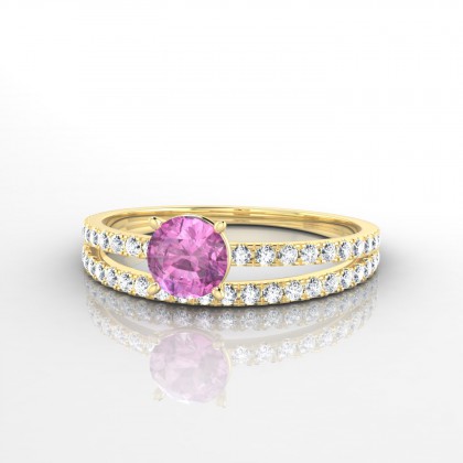 Adélaïde Bague Saphir Rose en Or jaune 18k