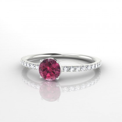 Aliénor Bague Grenat en Or blanc 18k