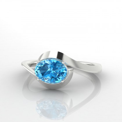 Attrait Bague Topaze en Or blanc 18k