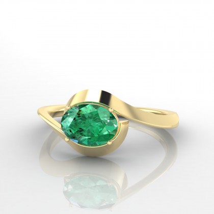 Attrait Bague Emeraude en Or jaune 18k