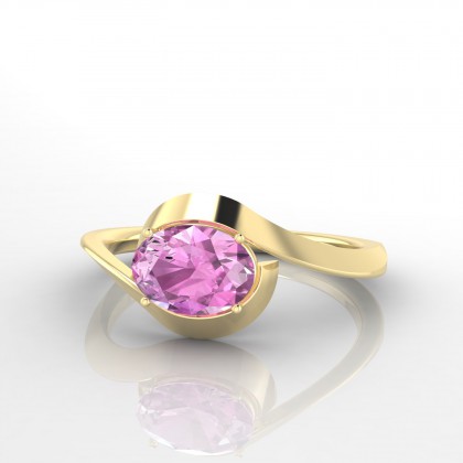 Attrait Bague Saphir rose en Or jaune 18k