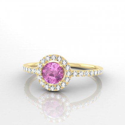 Aurélia Bague Saphir rose en Or jaune 18k