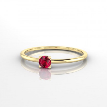 Blanche Bague Rubis en Or jaune 18k