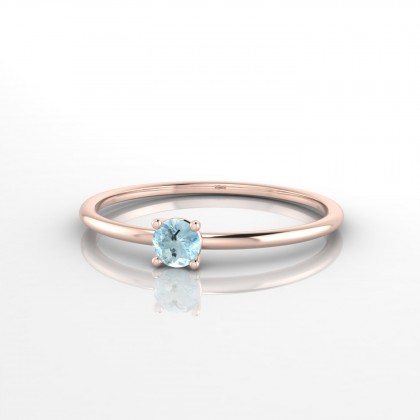 Blanche Bague Aigue-marine en Or rose 18k