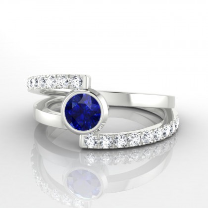 Camélia Bague Saphir en Argent 925