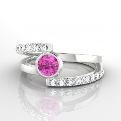 Camélia Bague Saphir Rose en Argent 925