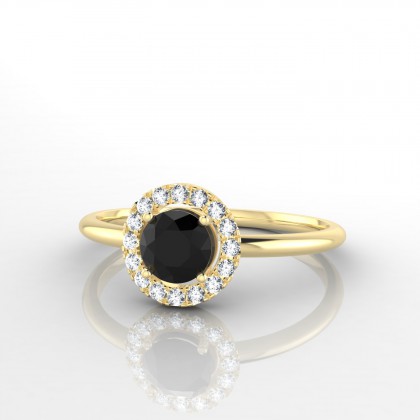 Cléa Bague Diamant noir en Or jaune 18k