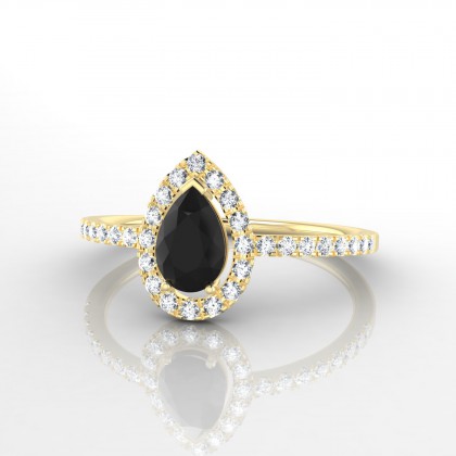 Clélia Solitaire Diamant noir en Or jaune 18k