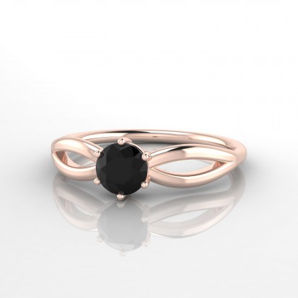 Diana Bague Diamant noir en Or rose 18k