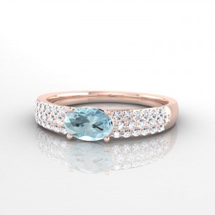 Elisabeth Bague Aigue-marine en Or rose 18k