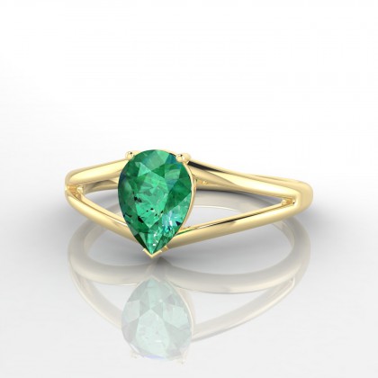 Geneviève Bague Emeraude en Or jaune 18k