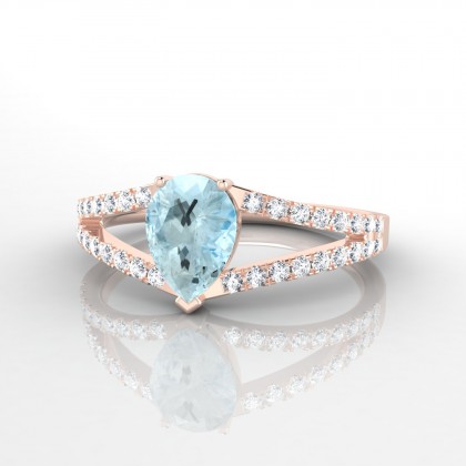 Lady Bague Aigue-marine en Or rose 18k