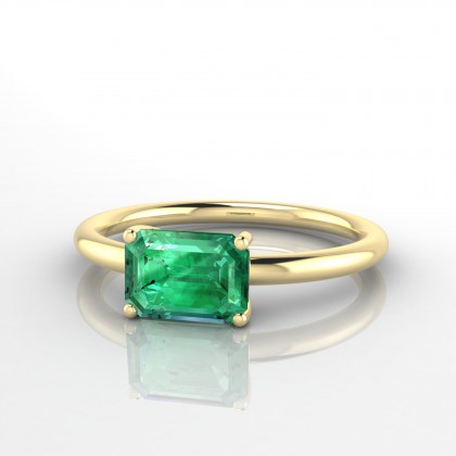 Légende Solitaire Emeraude en Or jaune 18k
