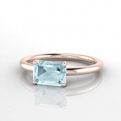 Légende Solitaire Aigue-marine en Or rose 18k