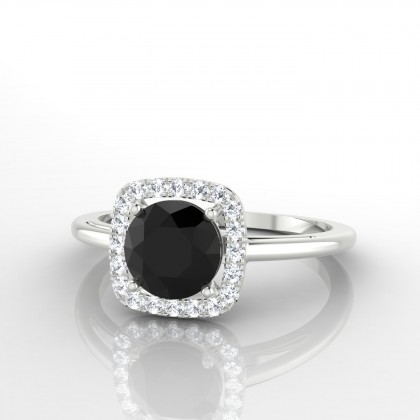 Phénoménal Solitaire accompagné Diamant noir en Argent 925