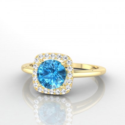 Phénoménal Solitaire accompagné Topaze en Or jaune 18k