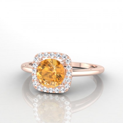 Phénoménal Solitaire accompagné Citrine en Or rose 18k