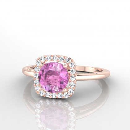Phénoménal Solitaire accompagné Saphir rose en Or rose 18k