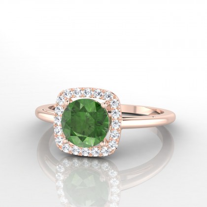 Phénoménal Solitaire accompagné Tourmaline en Or rose 18k