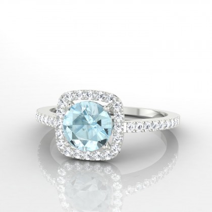 Phénomène Solitaire accompagné Aigue-marine en Or blanc 18k