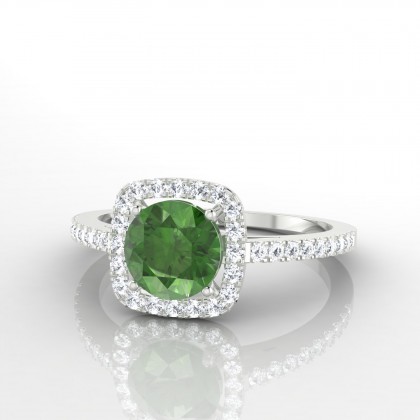 Phénomène Solitaire accompagné Tourmaline en Or blanc 18k