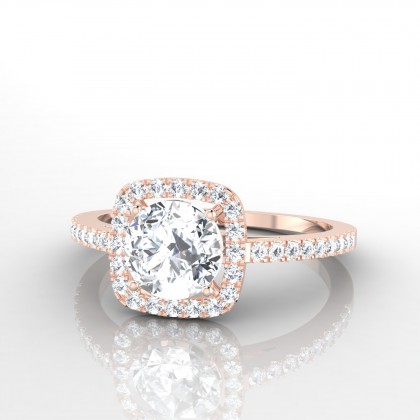 Phénomène Solitaire accompagné Diamant en Or rose 18k