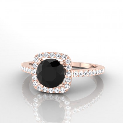 Phénomène Solitaire accompagné Diamant noir en Or rose 18k