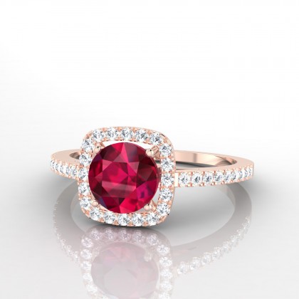Phénomène Solitaire accompagné Rubis en Or rose 18k