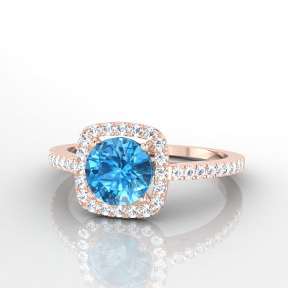 Phénomène Solitaire accompagné Topaze en Or rose 18k