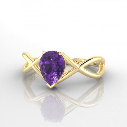 Tiara Bague Améthyste en Or jaune 18k