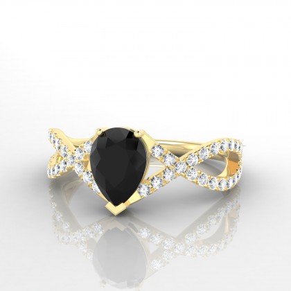 Utopie Bague Diamant noir en Or jaune 18k