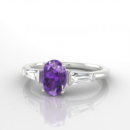 Prestigieuse Bague Améthyste en Or blanc 18k