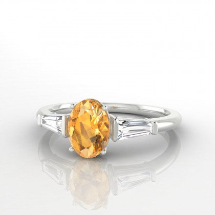 Prestigieuse Bague Citrine en Or blanc 18k