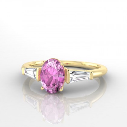 Prestigieuse Bague Saphir rose en Or jaune 18k