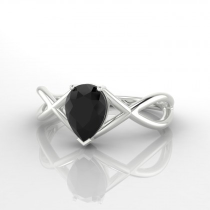 Tiara Bague Diamant noir en Argent 925