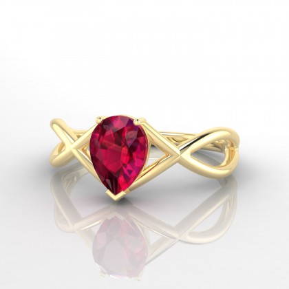 Tiara Bague Rubis en Or jaune 18k