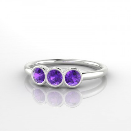 Trinité Bague Améthyste en Or blanc 18k