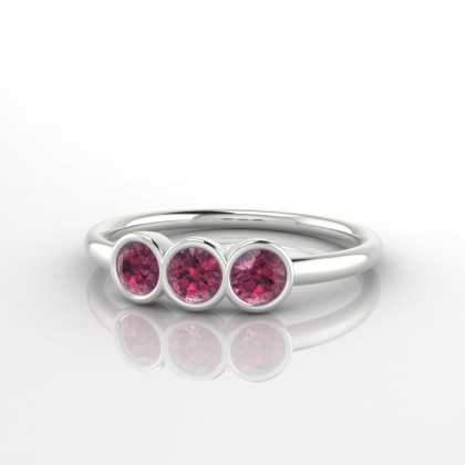 Trinité Bague Grenat en Or blanc 18k
